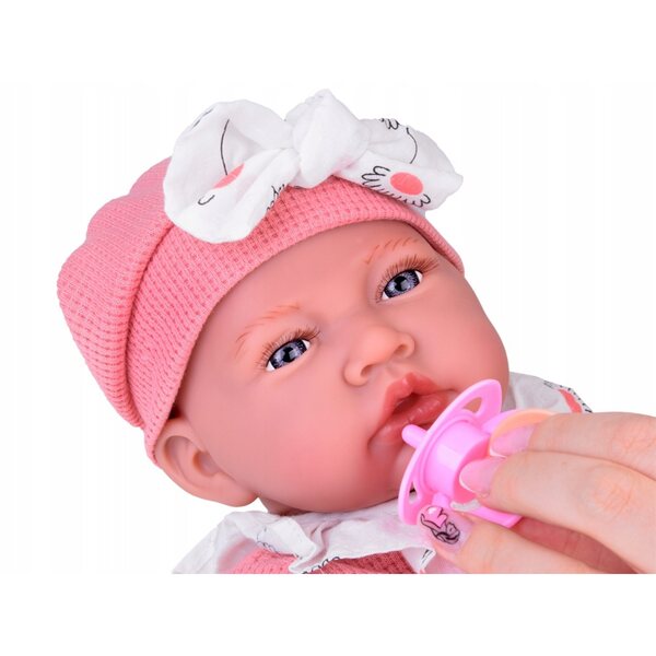 Babypuppe 45 cm Mädchen, weich und interaktiv, rosa Set