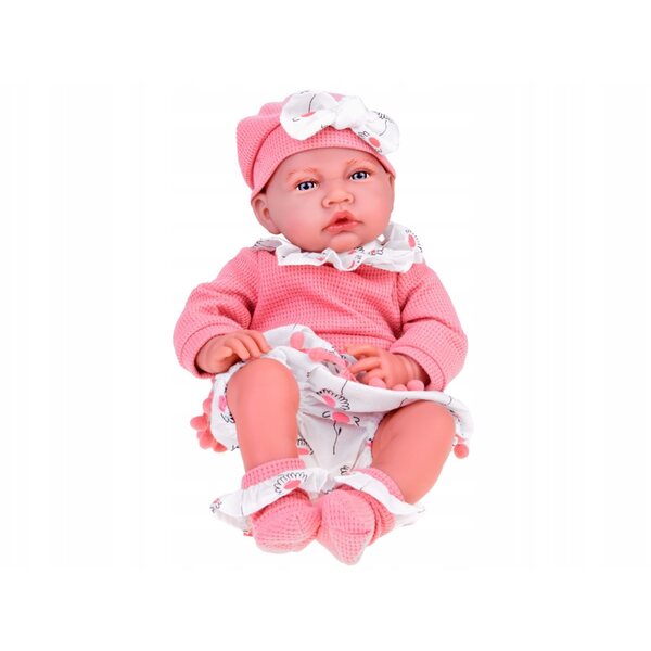 Babypuppe 45 cm Mädchen, weich und interaktiv, rosa Set