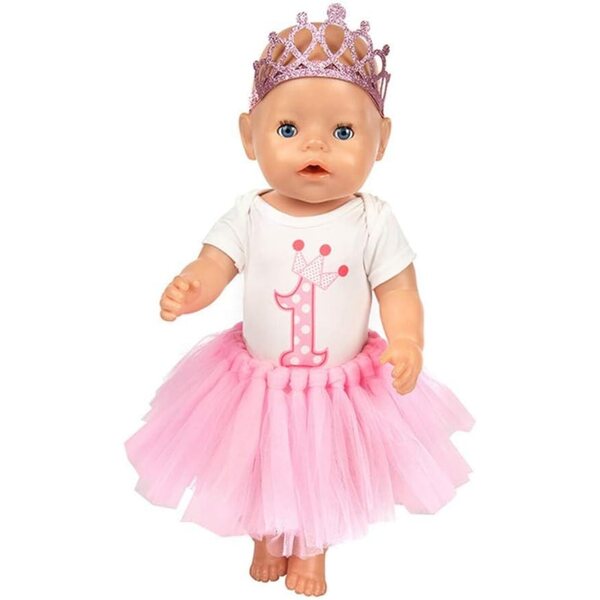 Kleidung für American Doll 46 cm: T-Shirt, Tutu-Rock und Fashion Crown