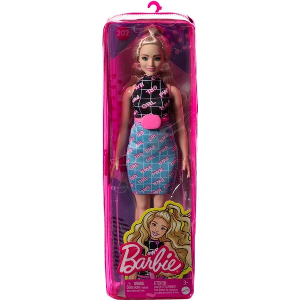 Barbie Fashionistas mit Girl-Power-Kleid – trendige Modepuppe 28 cm