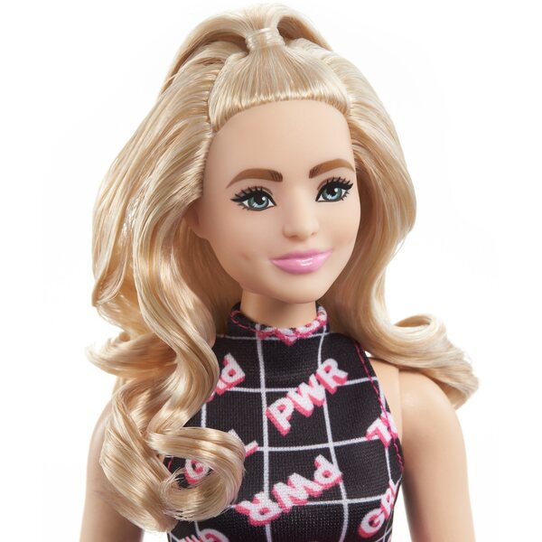 Barbie Fashionistas mit Girl-Power-Kleid – trendige Modepuppe 28 cm