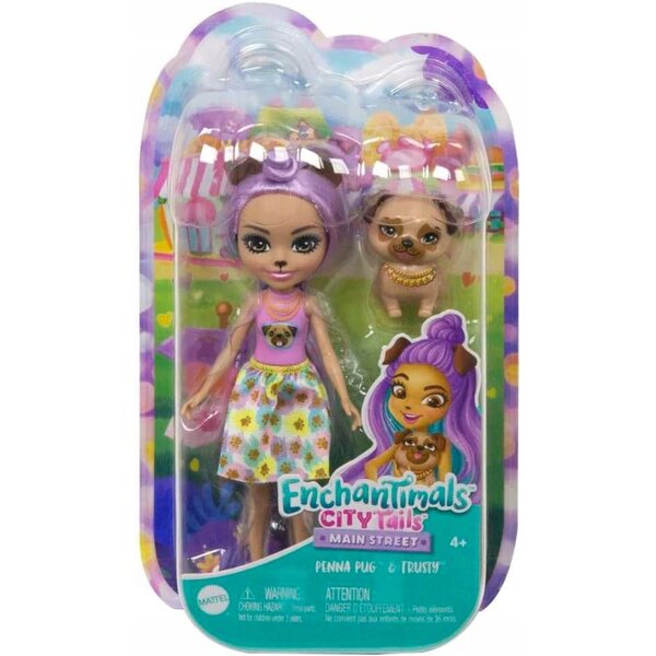 ENCHANTIMALS LALKA PIESEK PENNY PUG + zwierzątko piesek mopsik Trusty