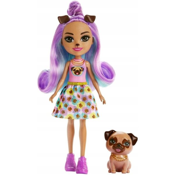 ENCHANTIMALS LALKA PIESEK PENNY PUG + zwierzątko piesek mopsik Trusty