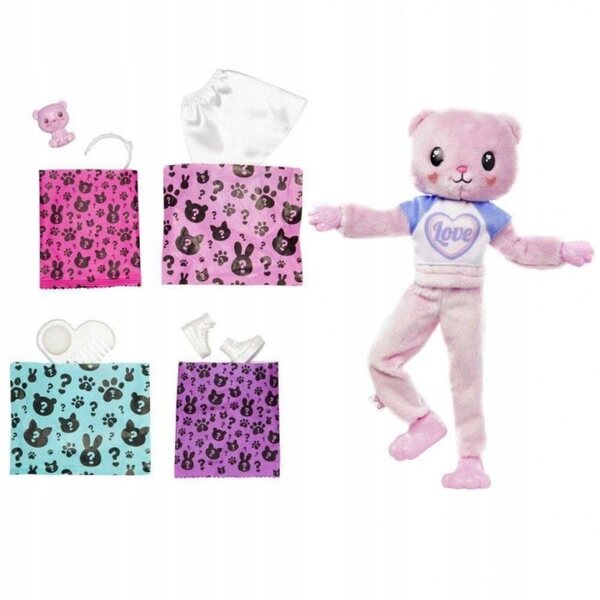 Barbie Cutie Reveal Barbie-Puppe mit Teddybär-Kostüm und 10 Überraschungen
