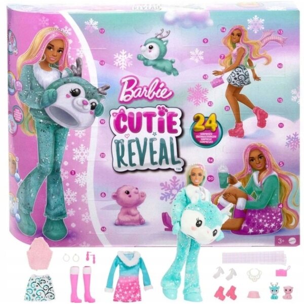 Barbie Cutie Reveal Barbie-Puppe mit Teddybär-Kostüm und 10 Überraschungen