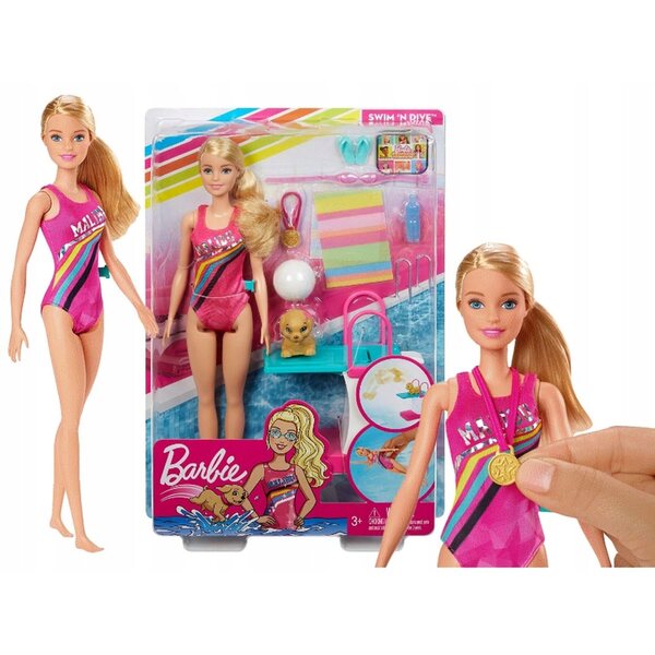 Barbie Schwimmerin mit Hund Mattel – Interaktives Spiel für Kinder ab 3 Jahren