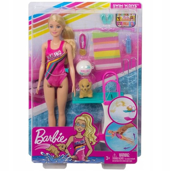 Barbie Schwimmerin mit Hund Mattel – Interaktives Spiel für Kinder ab 3 Jahren