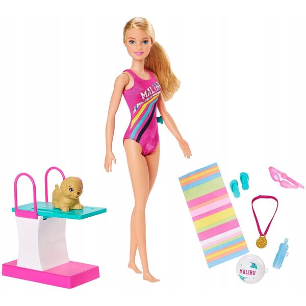 Barbie Schwimmerin mit Hund Mattel – Interaktives Spiel für Kinder ab 3 Jahren