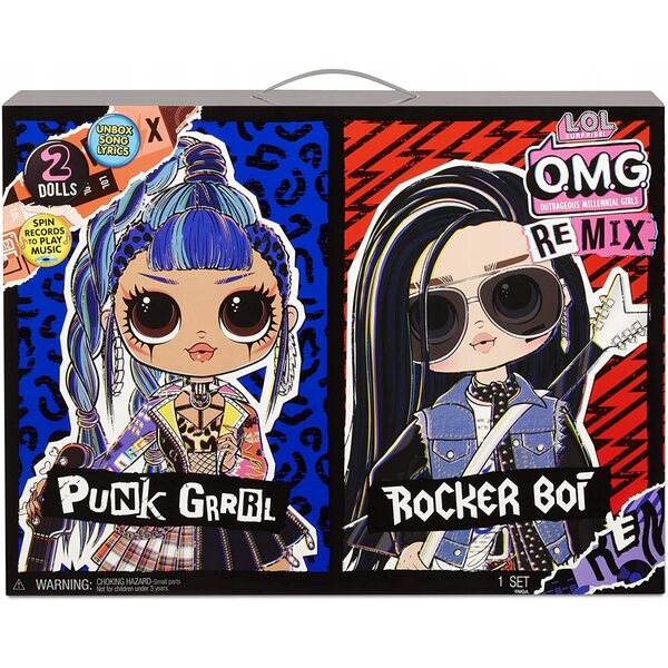 LOL Surprise OMG Remix set con bambole Punk Grrrl e Rocket Boi con effetti sonori