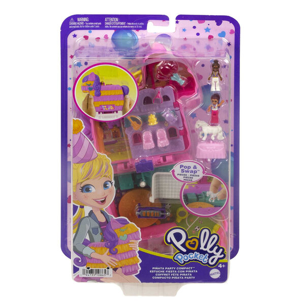 Kompaktes Polly Pocket-Partyset mit Piñata und 2 Mini-Mattel-Puppen