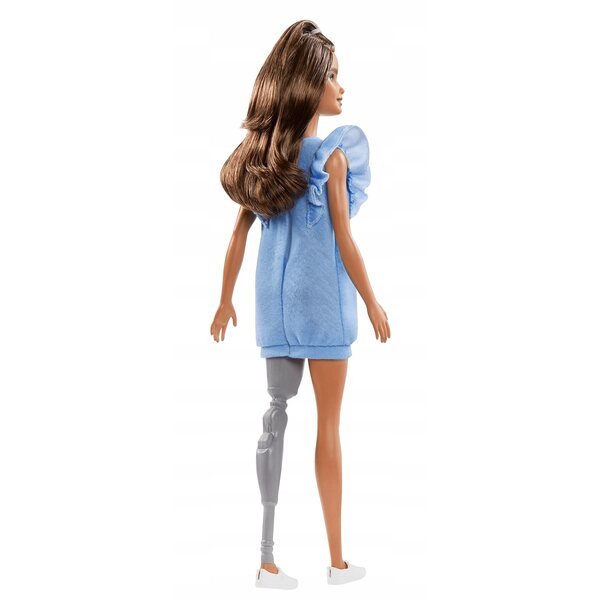 Barbie Fashionistas 32,5 cm mit hellblauem Kleid und abnehmbarer Prothese