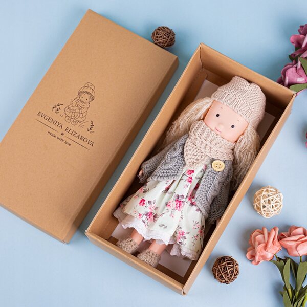 Bambola Waldorf in tessuto 25 cm, morbida e fatta a mano per bambini 4+