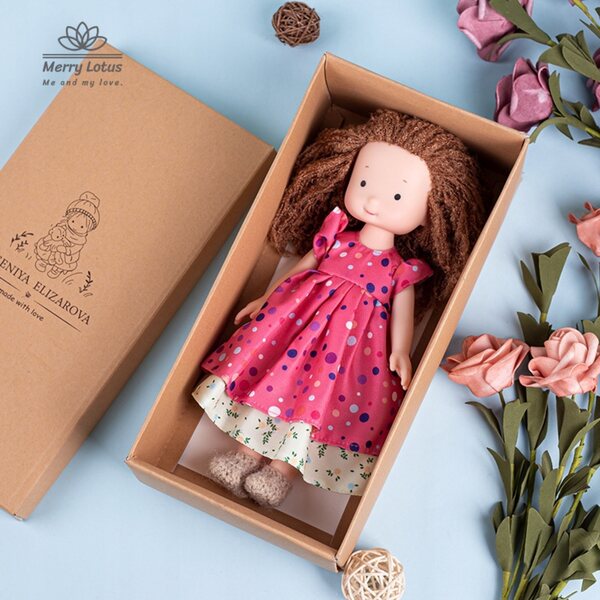 Bambola Waldorf in tessuto 25 cm, morbida e fatta a mano per bambini 4+