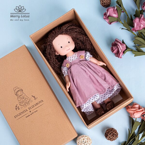 Bambola Waldorf in tessuto 25 cm, morbida e fatta a mano per bambini 4+