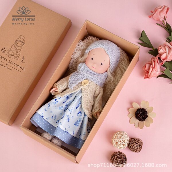 Bambola Waldorf in tessuto 25 cm, morbida e fatta a mano per bambini 4+