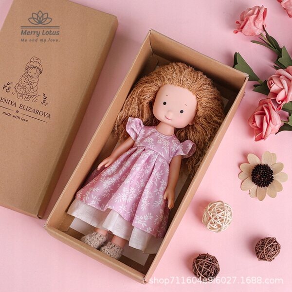 Bambola Waldorf in tessuto 25 cm, morbida e fatta a mano per bambini 4+