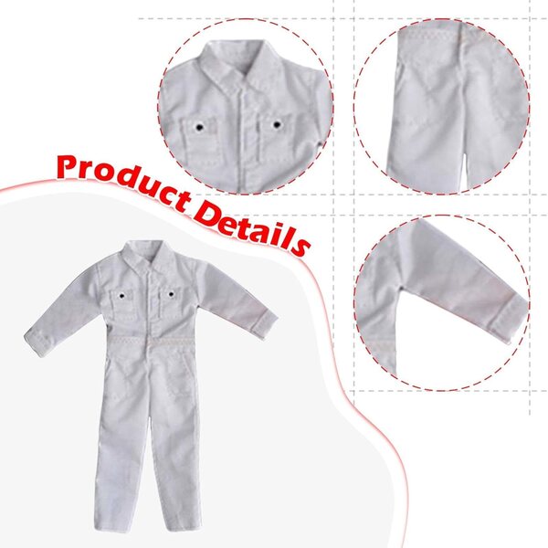 Vestito per Action Figure 1:12 Uomo Casual Elegante Tuta Bianca in Tessuto 14 cm
