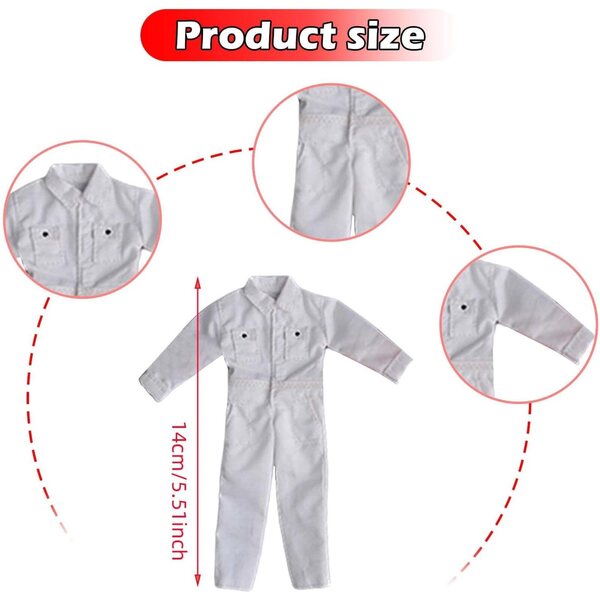 Vestito per Action Figure 1:12 Uomo Casual Elegante Tuta Bianca in Tessuto 14 cm