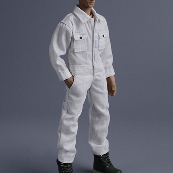 Vestito per Action Figure 1:12 Uomo Casual Elegante Tuta Bianca in Tessuto 14 cm