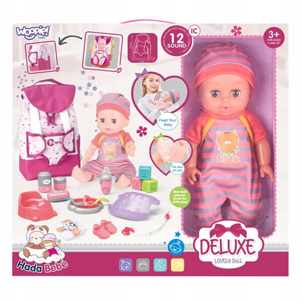 Baby Doll Interattiva con 19 Accessori – Set Babysitter Woopie 30 cm