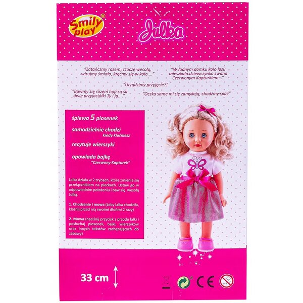 Smily Play bambola Julka 43 cm con suoni e camminata interattiva per bambini 3+