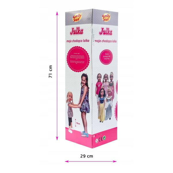 Bambola principessa Julka alta 70 cm che cammina mano nella mano con i capelli lunghi Smily Play