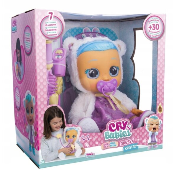 Bambola Cry Babies Kristal 30 cm con vestito elegante e accessori medici