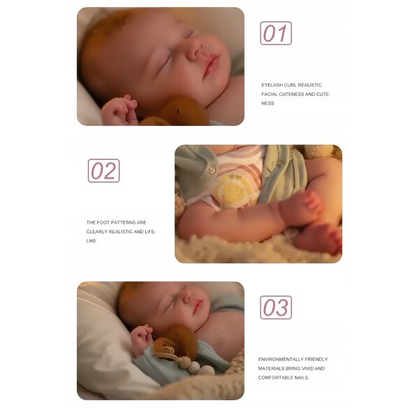 Bambola Reborn Sleep Angel da 19 pollici: bambola morbida e realistica