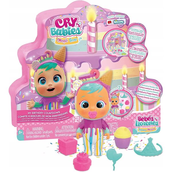 Cry Babies Magic Teras Geburtstagsset mit Puppe und Zubehör 13 cm