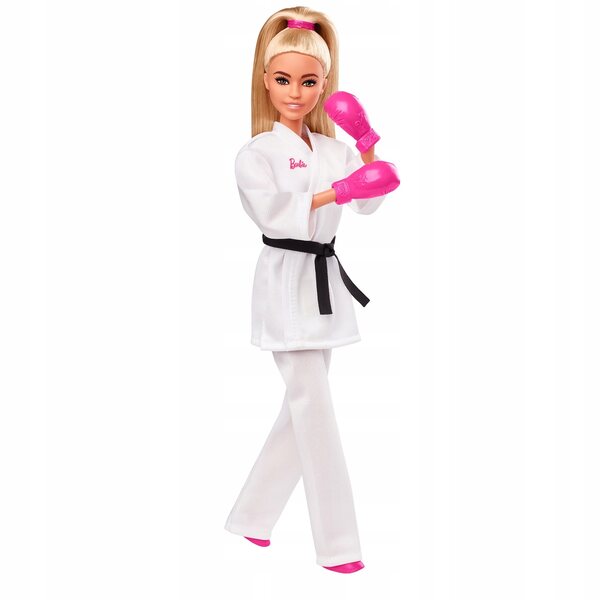 Barbie-Karate-Olympia-Puppe mit weißem Kimono und Sportzubehör