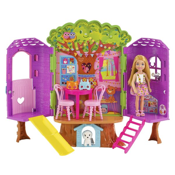 Barbie Chelsea mit Baumhaus, Zubehör und Welpe für Kinder ab 3 Jahren