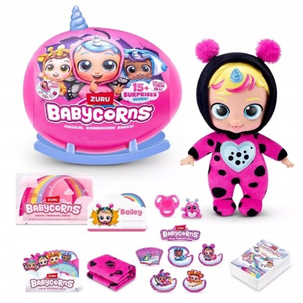 Babycorns ZURU Rainbocorn Babies - Bambola Bobas a Sorpresa con Dondolo Colorato