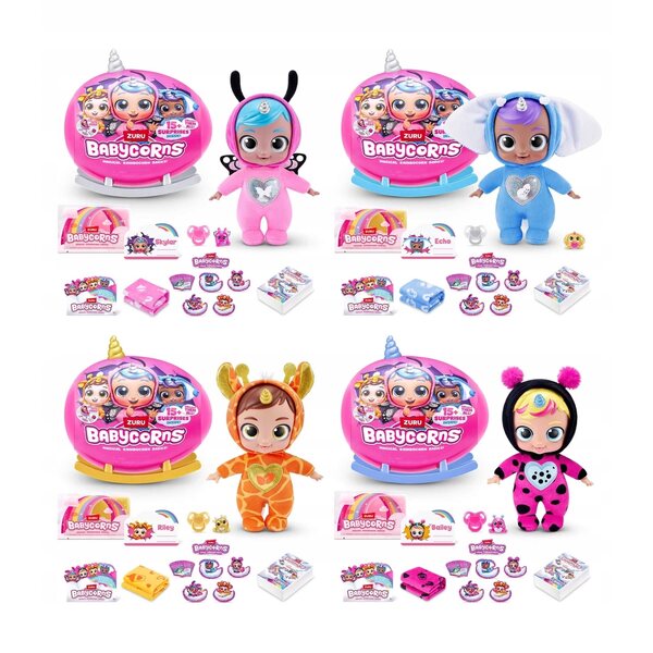 Babycorns ZURU Rainbocorn Babies - Bambola Bobas a Sorpresa con Dondolo Colorato