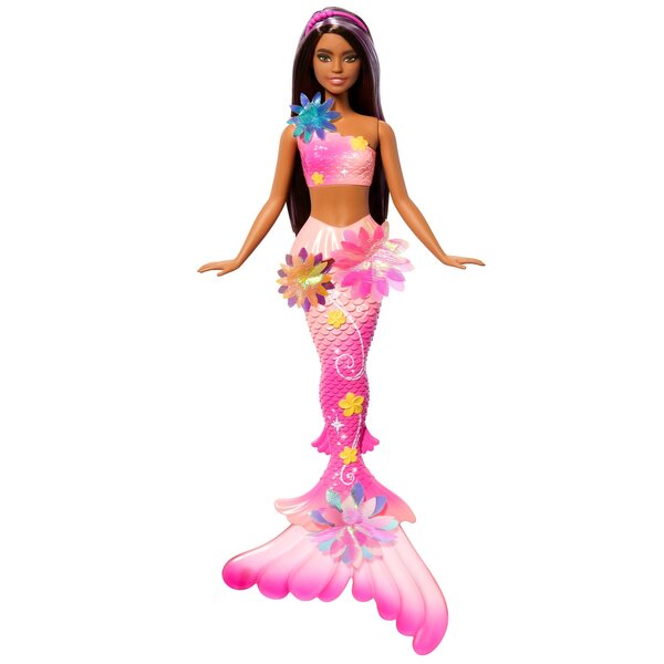 Barbie Syrenka mit blühenden Blumen und buntem Schwanz, Mädchen 3+
