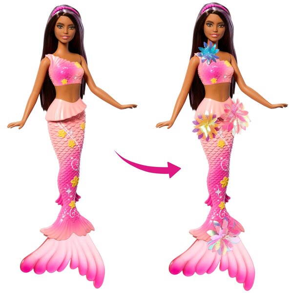 Barbie Syrenka mit blühenden Blumen und buntem Schwanz, Mädchen 3+