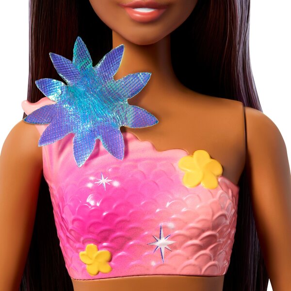 Barbie Syrenka mit blühenden Blumen und buntem Schwanz, Mädchen 3+