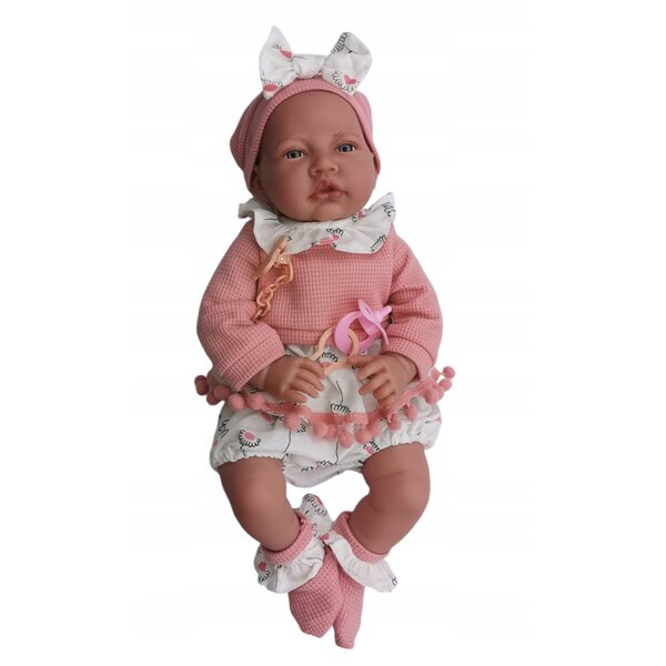 DUŻA REALISTYCZNA LALKA MIĘKKA GUMOWA INTERAKTYWNA PŁACZĘ MÓWI BOBAS 45CM