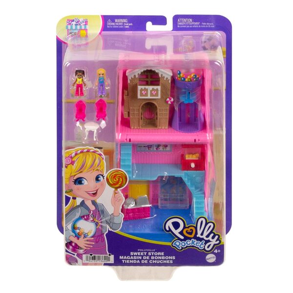 Polly Pocket Pollyville Negozio di dolci con 2 bamboline e negozio dolci