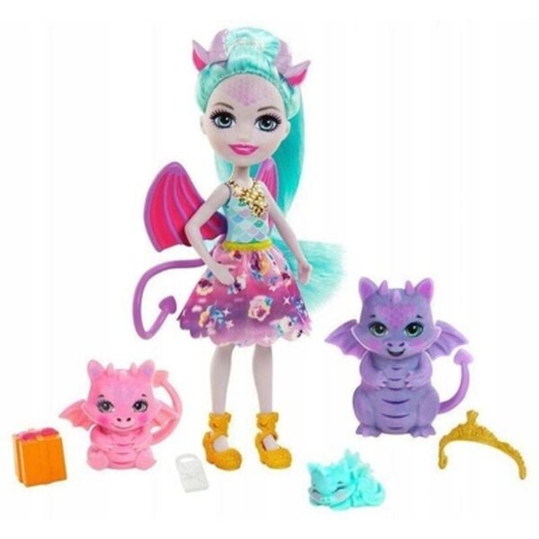 Enchantimals Rodzina Wielopak Smoki – Set mit 2 Puppen mit Drachenfreunden für Kinder ab 4 Jahren