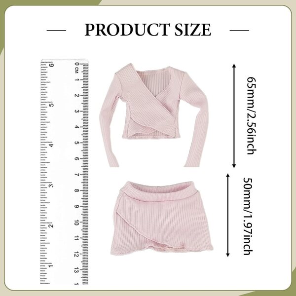 Vestiti Miniatura 1:6 per Bambole Femminili - Top e Gonna Rosa Fatti a Mano