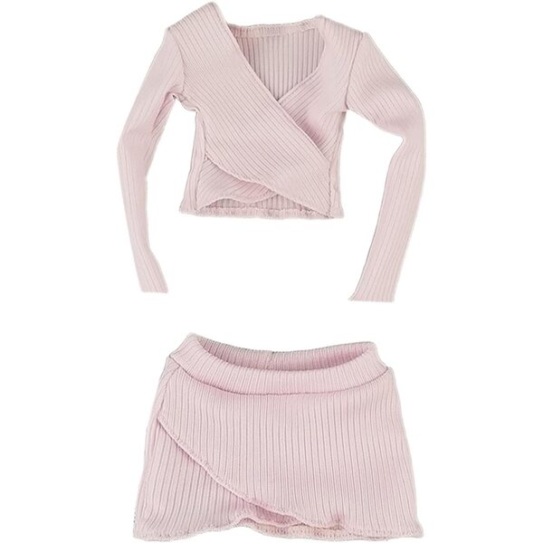 Vestiti Miniatura 1:6 per Bambole Femminili - Top e Gonna Rosa Fatti a Mano