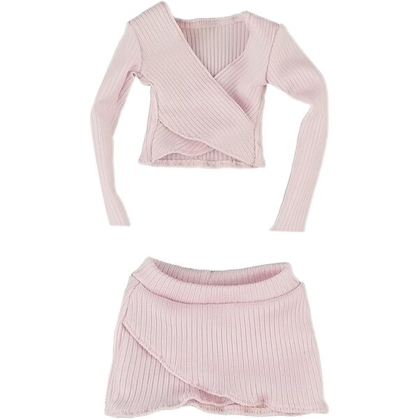 Vestiti Miniatura 1:6 per Bambole Femminili - Top e Gonna Rosa Fatti a Mano