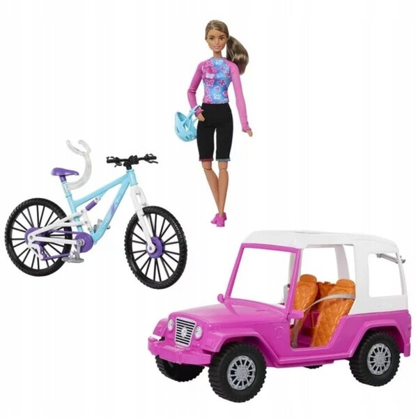 Barbie Made to Move mit Jeep und Mountainbike – großes Sport-Abenteuer-Set