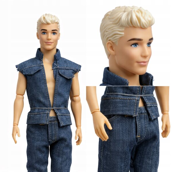 Ken, der blonde Gitarrist, 30 cm große Puppe mit beweglichen Gelenken und Musikzubehör