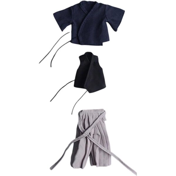 1/12 Samurai-Outfit für 6-Zoll-Actionfiguren – traditionelle Uniform in Dunkelblau und Grau