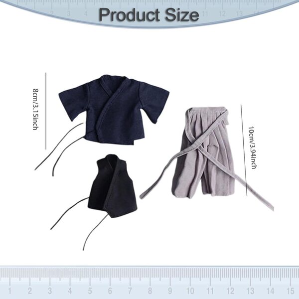 1/12 Samurai-Outfit für 6-Zoll-Actionfiguren – traditionelle Uniform in Dunkelblau und Grau