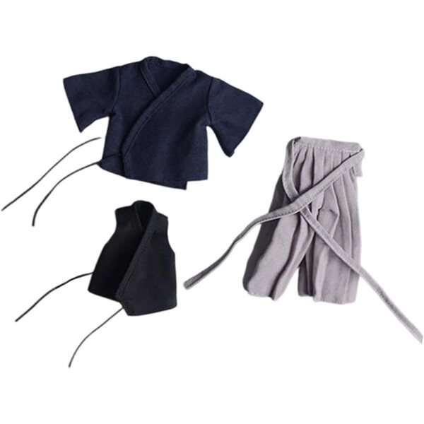 1/12 Samurai-Outfit für 6-Zoll-Actionfiguren – traditionelle Uniform in Dunkelblau und Grau