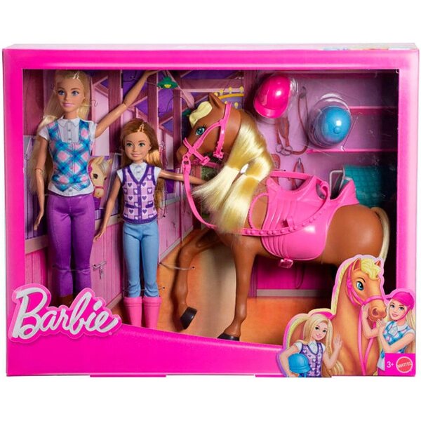Barbie und Stacie mit Pferd – Reitunterrichtsset für Kinder ab 3 Jahren