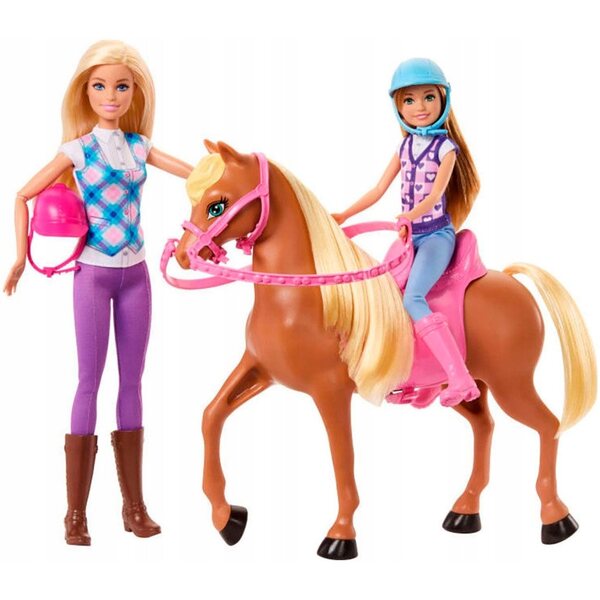 Barbie und Stacie mit Pferd – Reitunterrichtsset für Kinder ab 3 Jahren