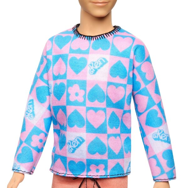 Barbie Ken Fashionistas mit Herzbluse und lachsfarbenen Shorts für Kinder ab 3 Jahren